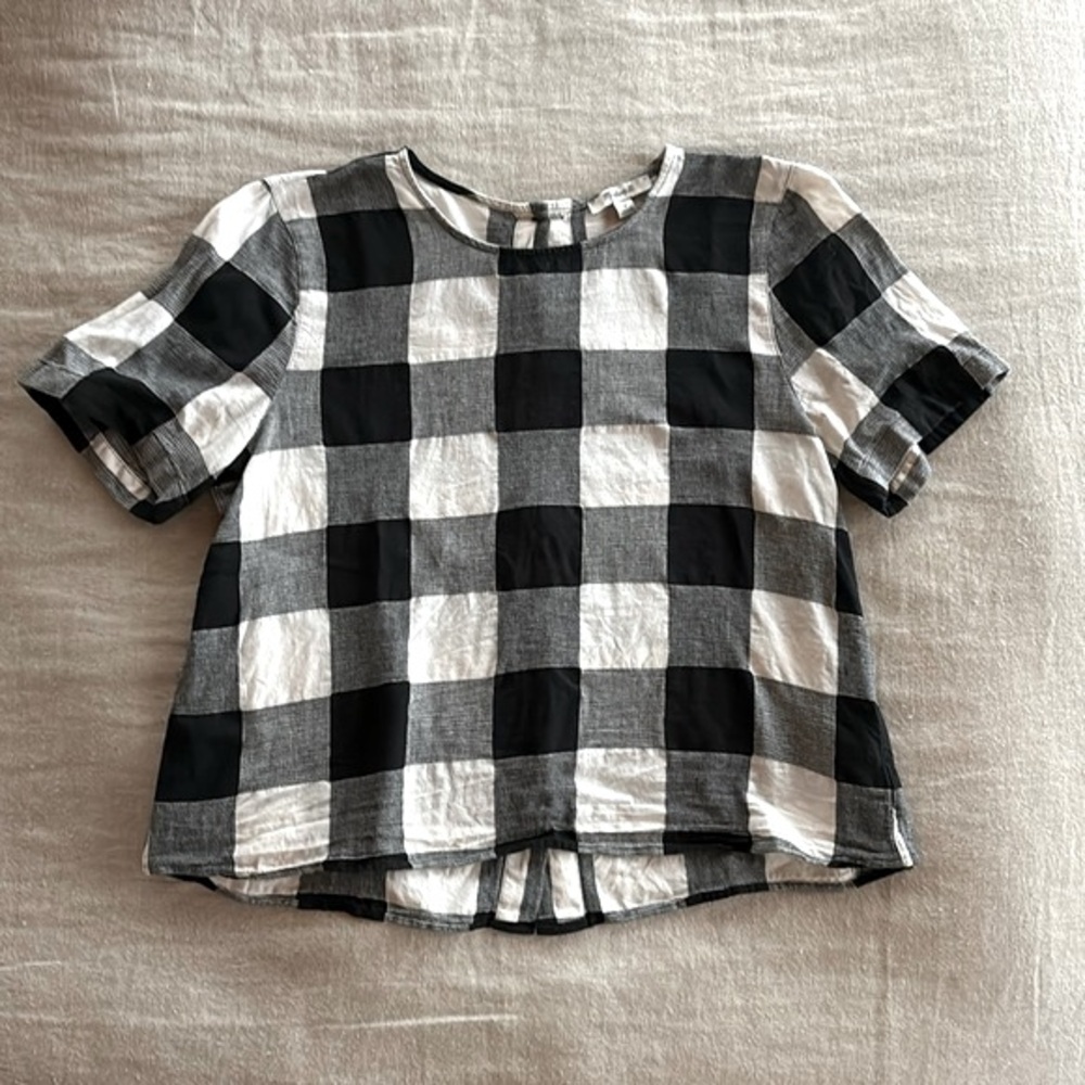 Madewell Black and White Checkered Top